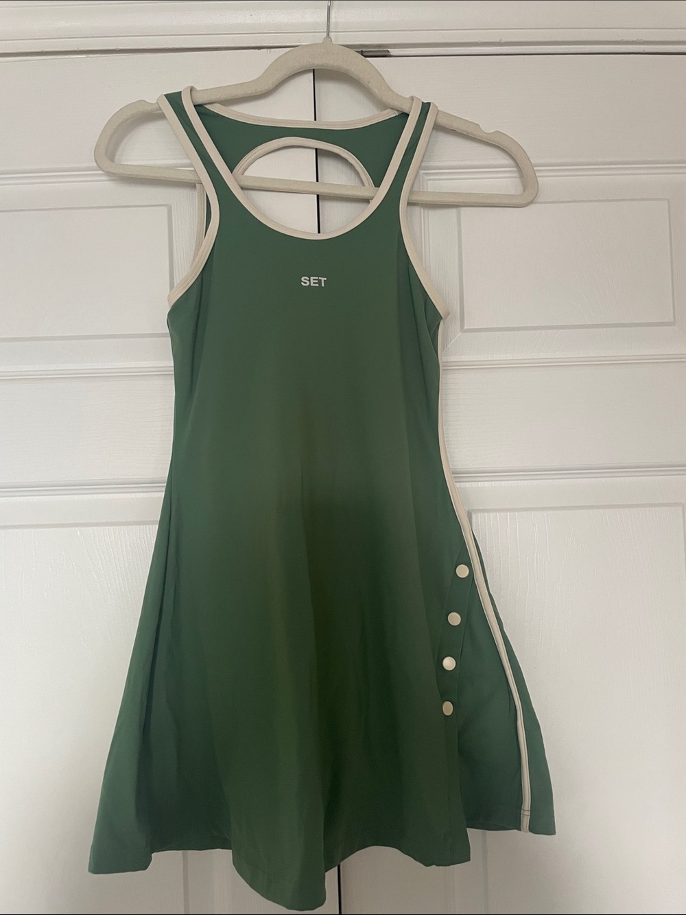 SET Active Green Mini Dress with Cream Trim